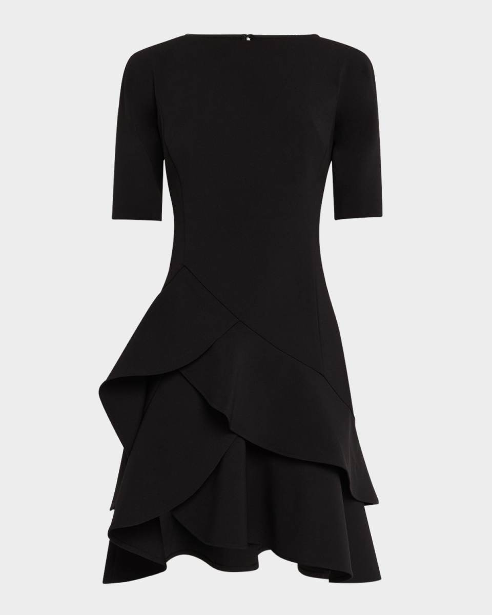 Ruffle Stretch Crepe Dress